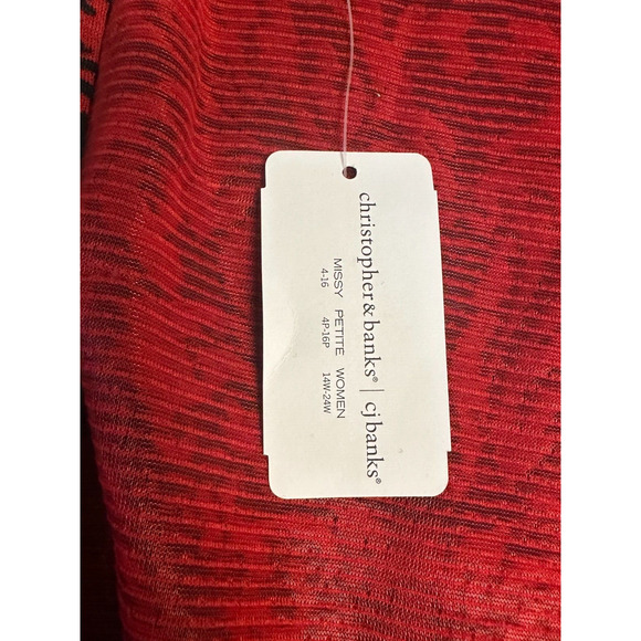 Christopher & Banks Misses 1X (16/18W) Red & Black Paisley Knit Cardigan NWT $55 - Picture 5 of 5
